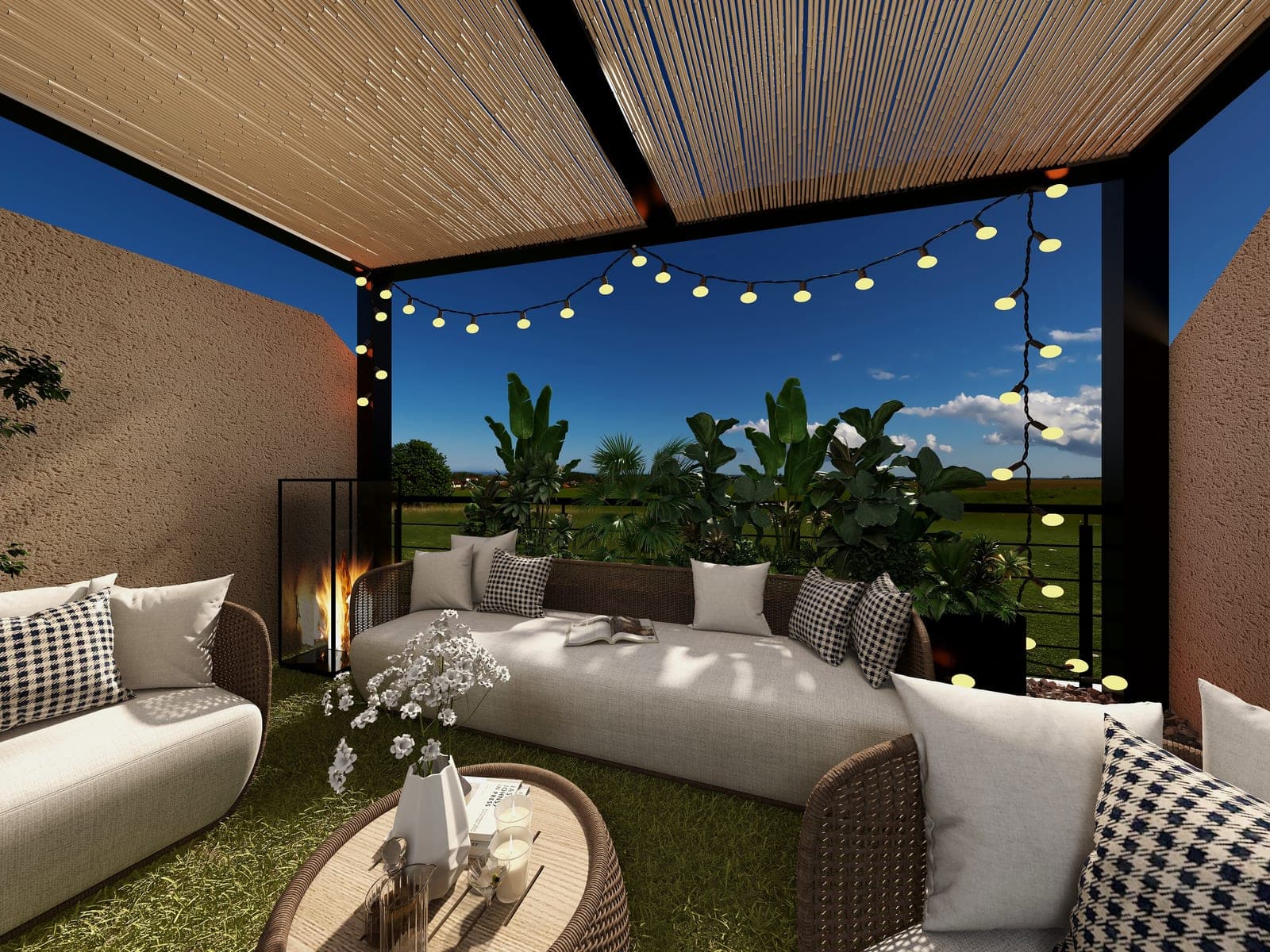 Terrasse méditerranéenne ombragée par une pergola